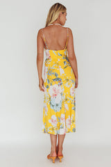 Suki Front Split Midi Dress Lily Mustard