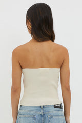 Flora Strapless Knit Top Cream