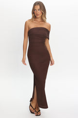 Gala One-Shoulder Maxi Dress Chocolate