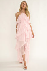 Darylyn Tiered Ruffle Maxi Dress Pink