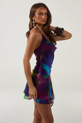 Amika Cowl Handkerchief Mini Dress - Tuscan Purple