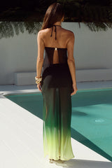 Brandy Sheer Low Waist Maxi Skirt - Pine Ombre