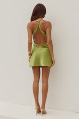 Chara Low Cross Back Mini Dress - Olive