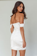 Night To Remember Off-Shoulder Satin Dress Champagne
