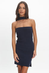 Tarant Ribbed Knit Mini Dress Navy