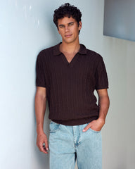 EIRIK THREE QUARTER KNIT TOP - CHOCOLATE