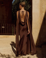 Gabriella Cowl Maxi Dress - Chocolate