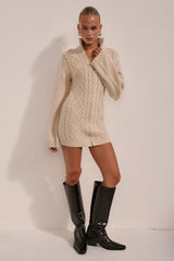Katara Knit Mini Dress - Cream