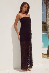 Kinera Strapless Lace Maxi Dress - Black