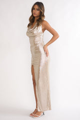Lyrah Cowl Ruched Maxi Dress Champagne