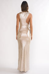 Lyrah Cowl Ruched Maxi Dress Champagne
