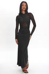 Esther Sheer Waist Maxi Dress Black