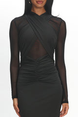 Esther Sheer Waist Maxi Dress Black
