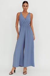 Everything Crossover Strap Jumpsuit Storm Blue