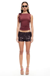LIONESS Night Rider Mini Shorts Burgundy