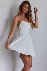 Wishing And Hoping Lace-Up Back Dress White