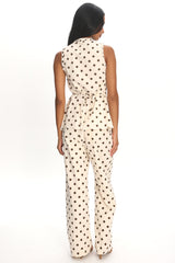 Marava Wide Leg Pants Polka Dot Oatmeal