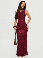 Fionna Floral Maxi Dress Burgundy