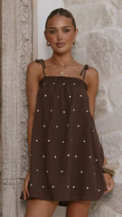 Sloane Mini Dress - Chocolate Polka
