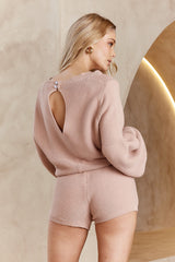 Weekend Balloon Sleeve Knit Romper Camel