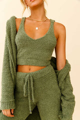My Girl Fuzzy Knit Jogger Pants Sage