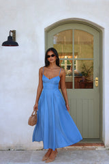 Take It All Cami Strap Midi Dress Light Blue