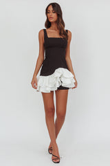 Romantic Layered Frill Mini Dress Black