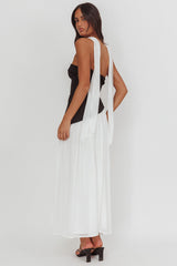 Mariabella Contrast Bodice Maxi Dress Black/White