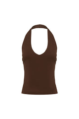 Andie V-Neck Halter Top - Bitter Chocolate