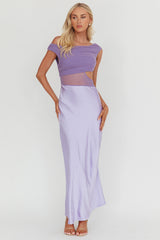 In Blooms Mesh Bodice Maxi Dress Lilac