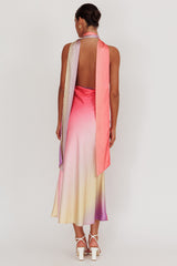 Italia Azure Halterneck Maxi Dress Tangerine