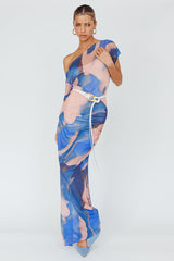 Tumi Short Sleeve Maxi Dress Printed Beige
