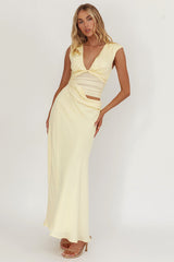 Sun Gaze Sheer Ruched Waist Maxi Dress Butter