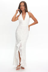 Alisette Halter Split Maxi Dress White