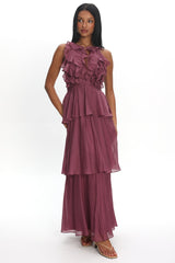 Aurika Tiered Ruffle Maxi Dress Grape