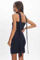 Tarant Ribbed Knit Mini Dress Navy