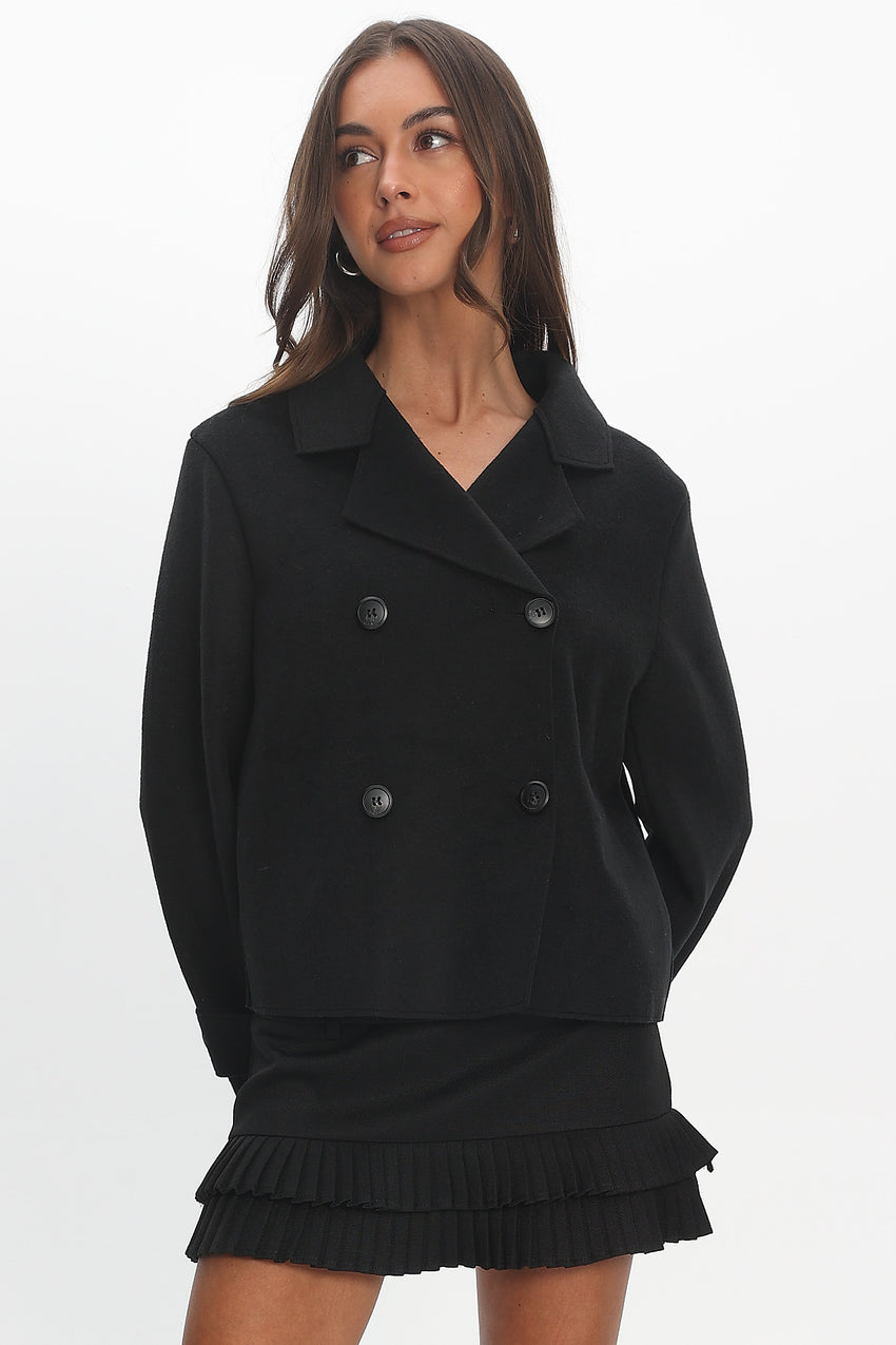 London Night Double-Breasted Coat Black