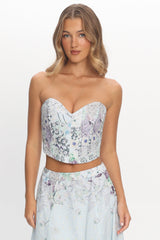 Sazkia Sweetheart Neckline Strapless Top Blue
