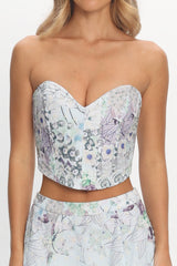 Sazkia Sweetheart Neckline Strapless Top Blue