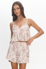Terra Box Pleat Shorts Red Floral
