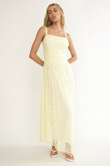 Dahlin Frill Strap Lace Overlay Maxi Dress Butter
