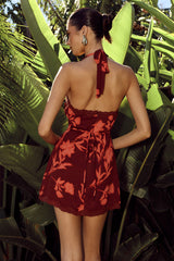 Kimberly Halter Mini Dress - Almina Red