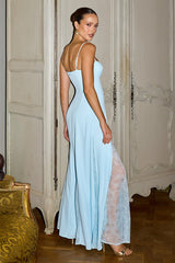 Oleya Bustier Lace Maxi Dress - Sky Blue