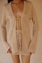 Riley Sleeved Knit Top - Sand