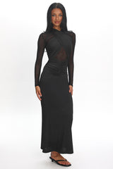 Esther Sheer Waist Maxi Dress Black