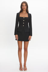 Fellie Button Front Top Black
