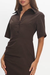 City Girl Collared Maxi Dress Chocolate