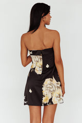 Govana Foldover Neckline Mini Dress Print Black