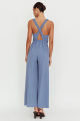 Everything Crossover Strap Jumpsuit Storm Blue