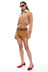 LIONESS Racquet Club Knit Sweater Camel